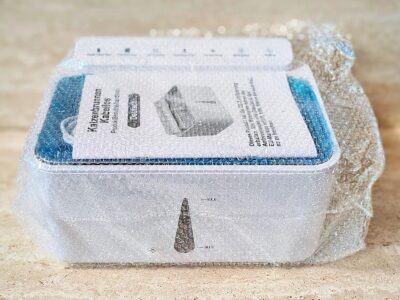 Trinkbrunnen in Luftplsterfolie verpackt